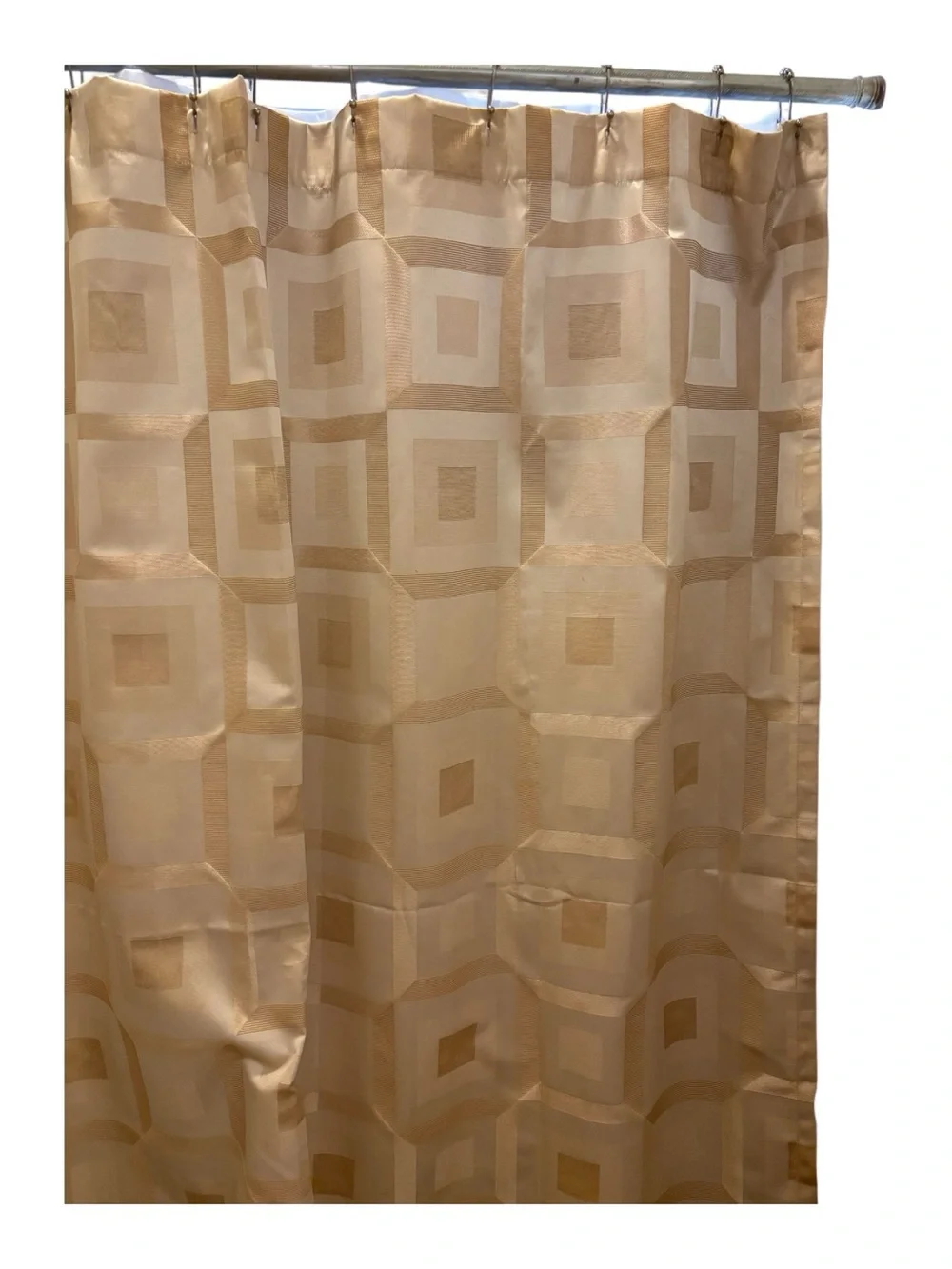 Croscill Home Metro Metal Gold Shower Curtain Geometric Shiny Squares Fabric